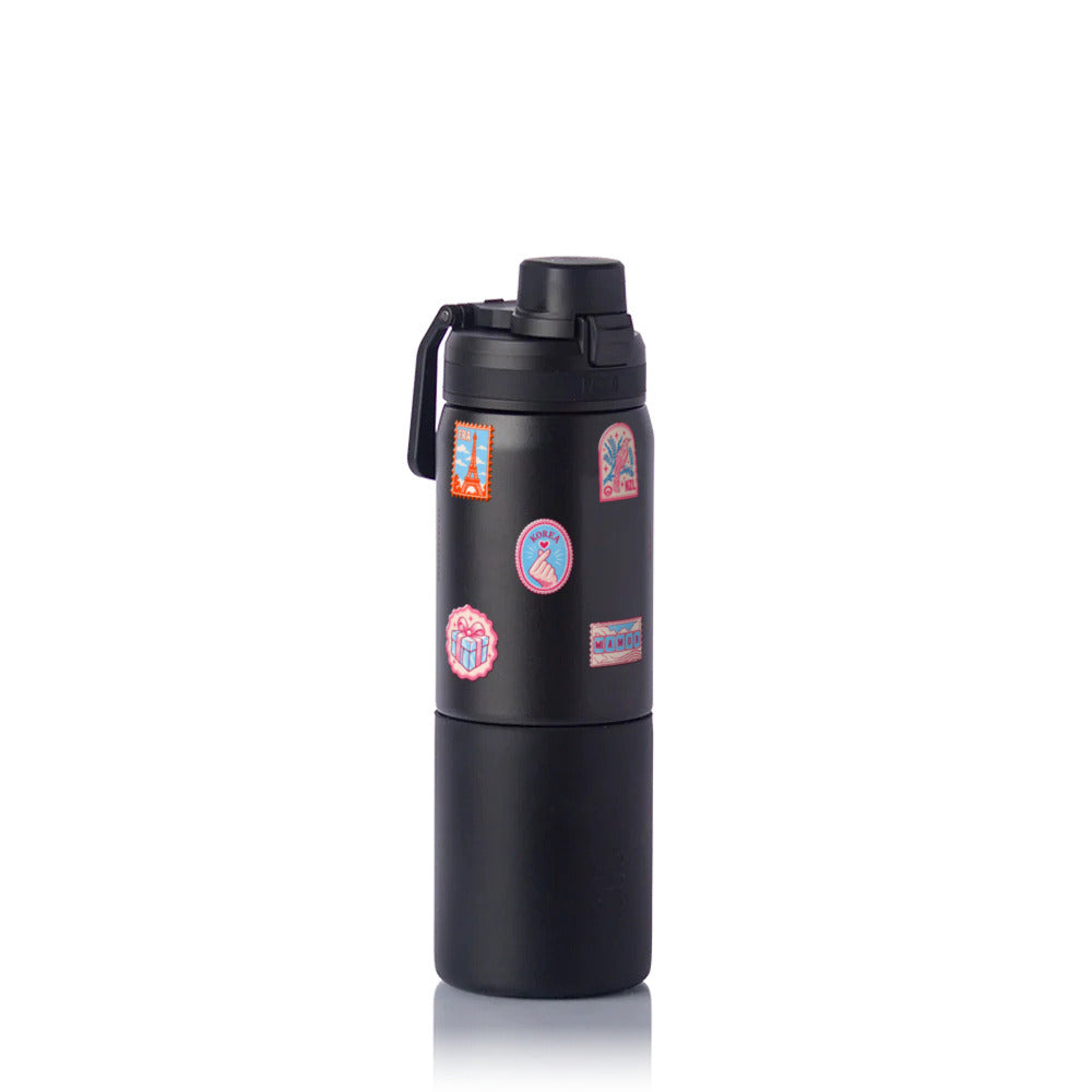Garrafa Térmica PACCO Nexa 600ml Selos de Viagem PRETO