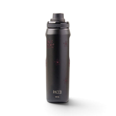 Garrafa Térmica PACCO Vyta 650ml Floral Rosa Preta