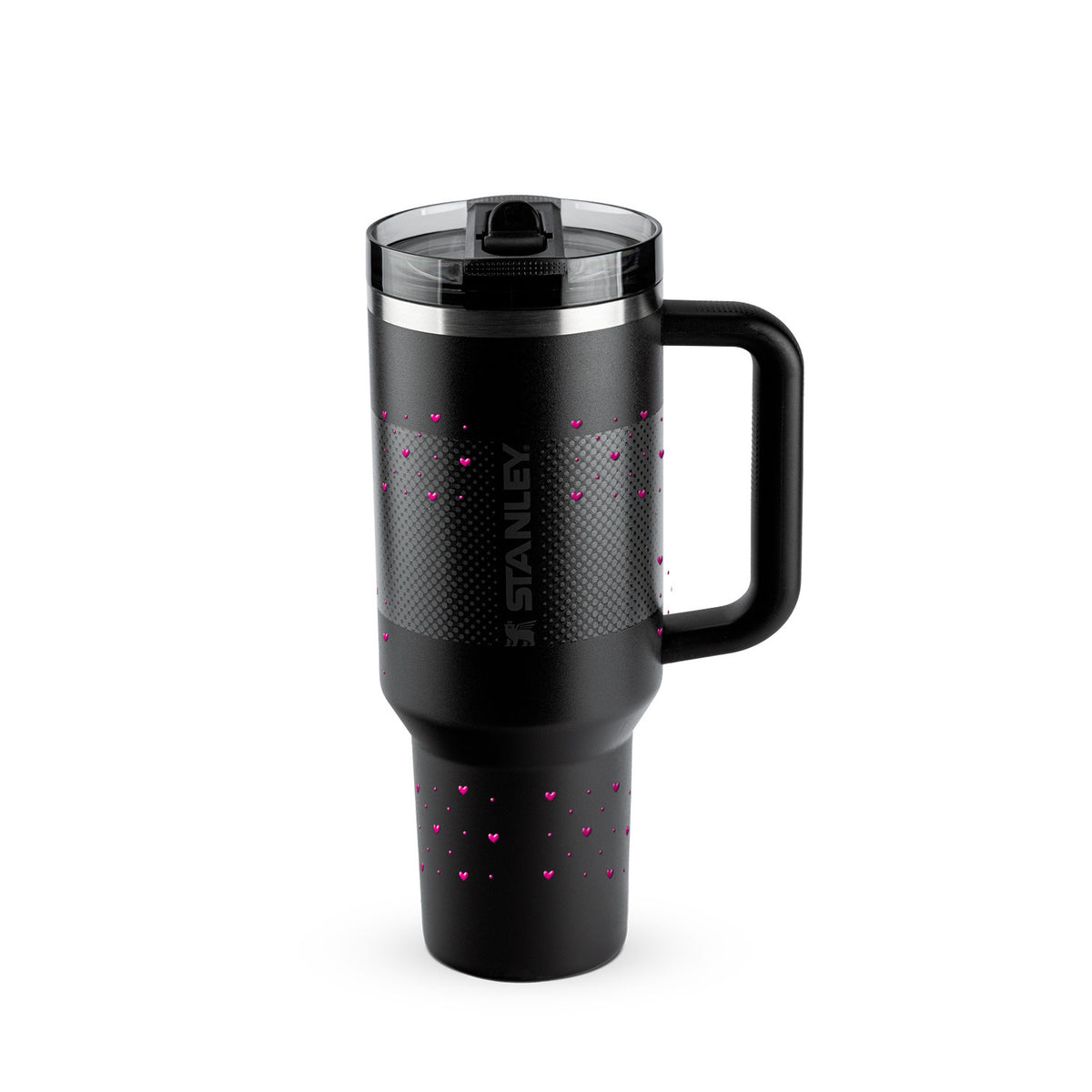 Copo Térmico Stanley Quencher Protour 1,18L Corações Rosa Black Fade