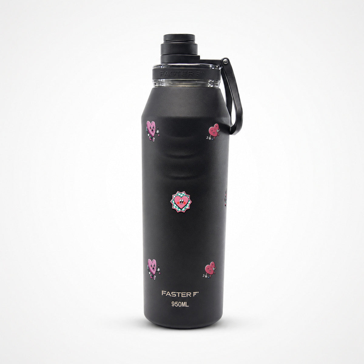 Garrafa Térmica Faster Oásis 950ml Corações Preto