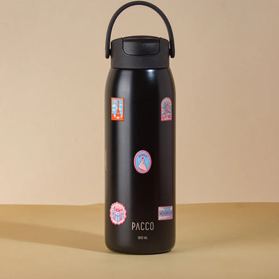 Garrafa Térmica PACCO Easy 950ml Selos de Viagem Preto