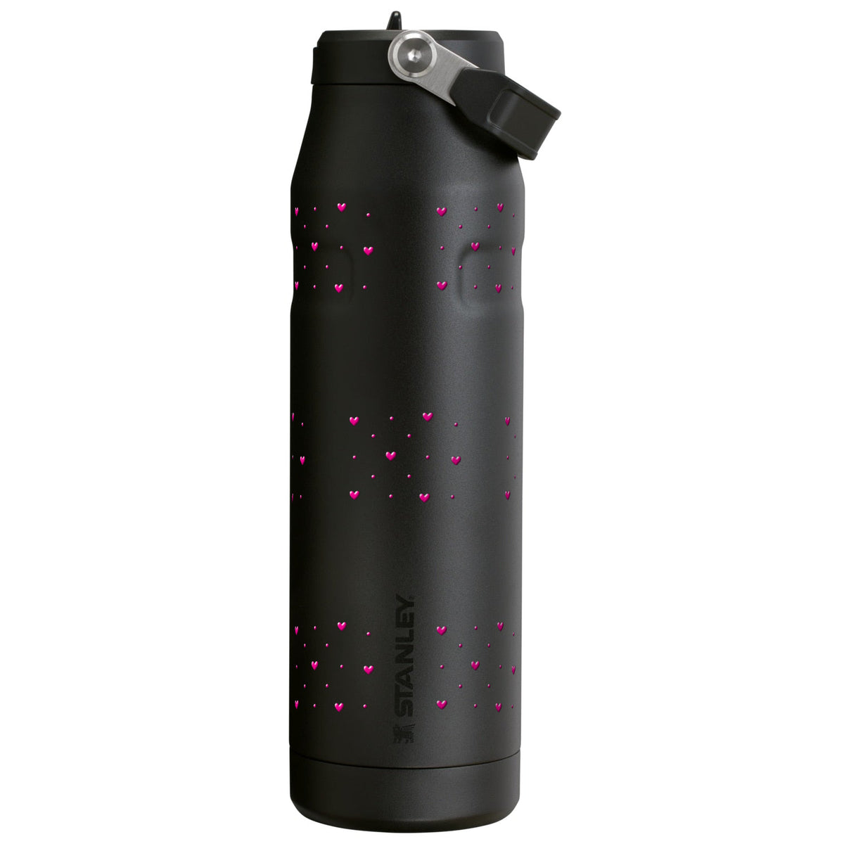 Garrafa Térmica Stanley Aerolight Flip Straw 1,1L Corações Rosa Black