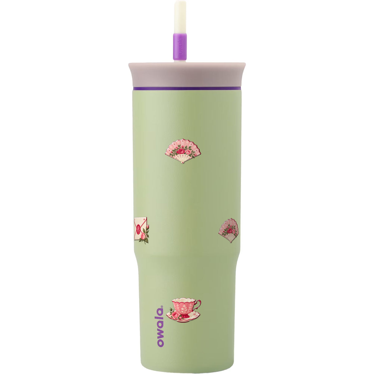 Copo Térmico Owala Tumbler 710ml Rosé Romântico Verde