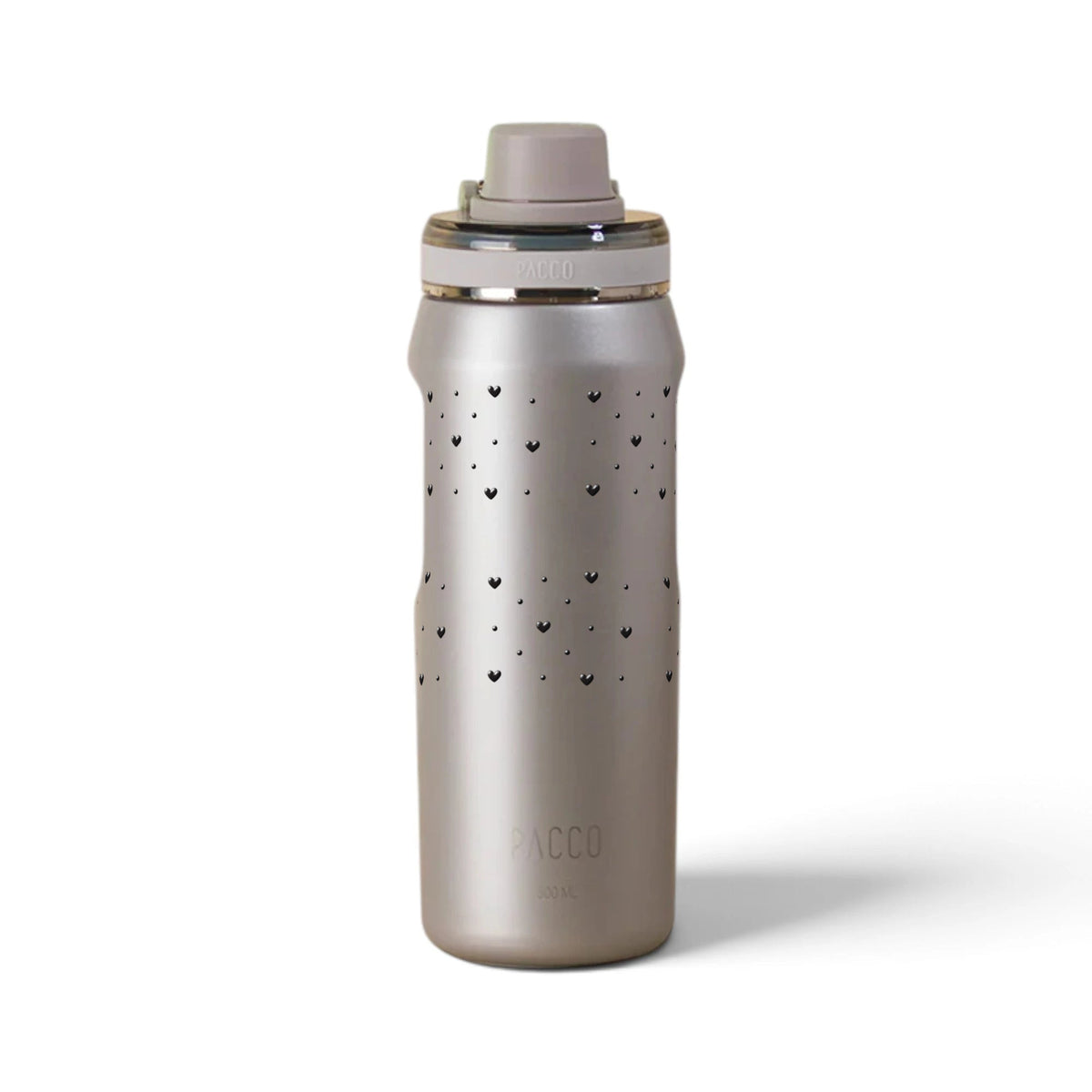 Garrafa Térmica PACCO Vyta 500ml Corações Preta Ouro Branco