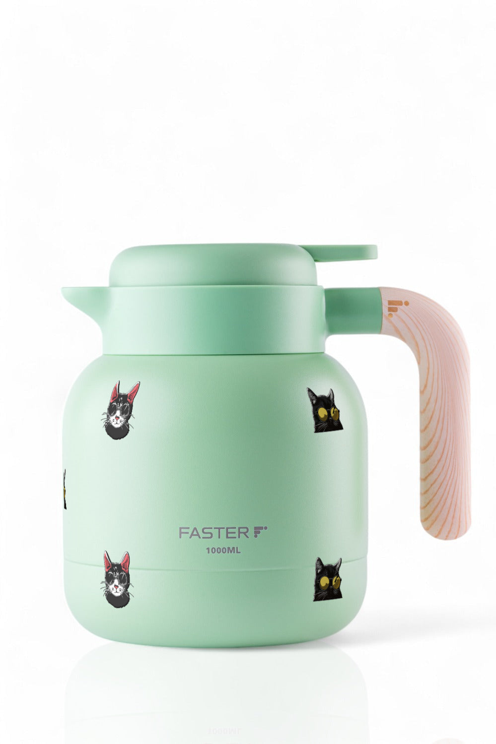Garrafa de Café Expresso Faster 1000ml Gatos de Óculos Menta