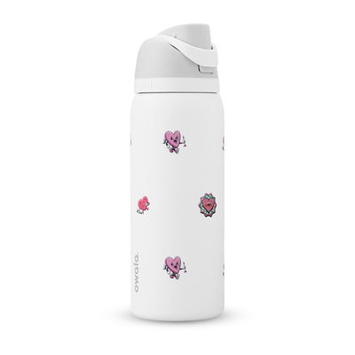 Garrafa Térmica Owala FreeSip 946ml Corações White Marshmallow