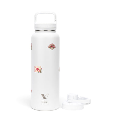 Garrafa Térmica Versity ColdKeeper 1200ml Rosé Romântico Branca