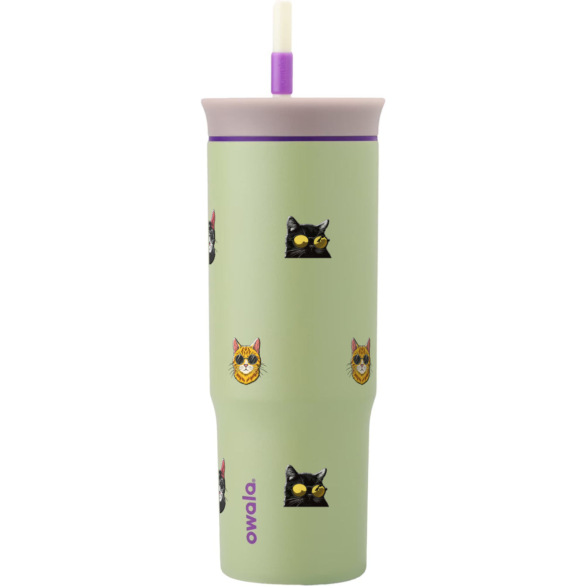 Copo Térmico Owala Tumbler 710ml Gatos de Óculos Verde
