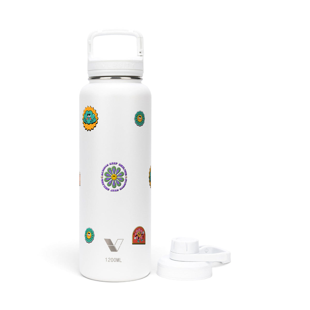 Garrafa Térmica Versity ColdKeeper 1200ml Retrô Good Vibes Branca