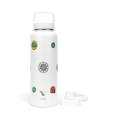 Garrafa Térmica Versity ColdKeeper 1200ml Retrô Good Vibes Branca