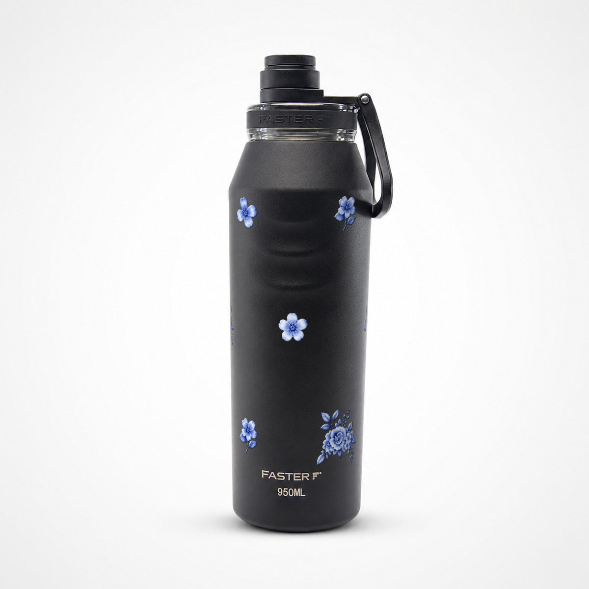 Garrafa Térmica Faster Oásis 950ml Jardim Azul Preto