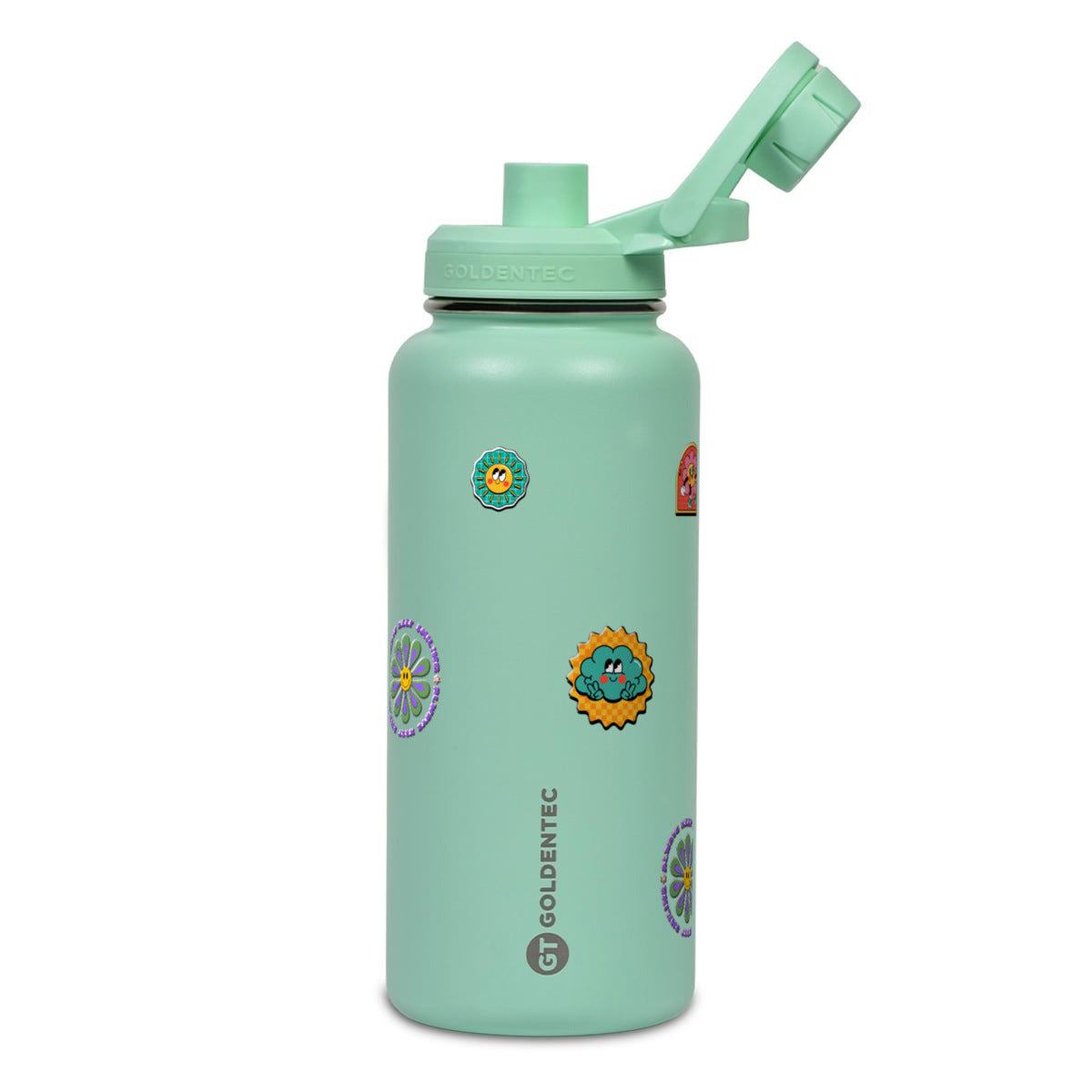 Garrafa Térmica Goldentec 1000ml Retrô Good Vibes Verde Menta