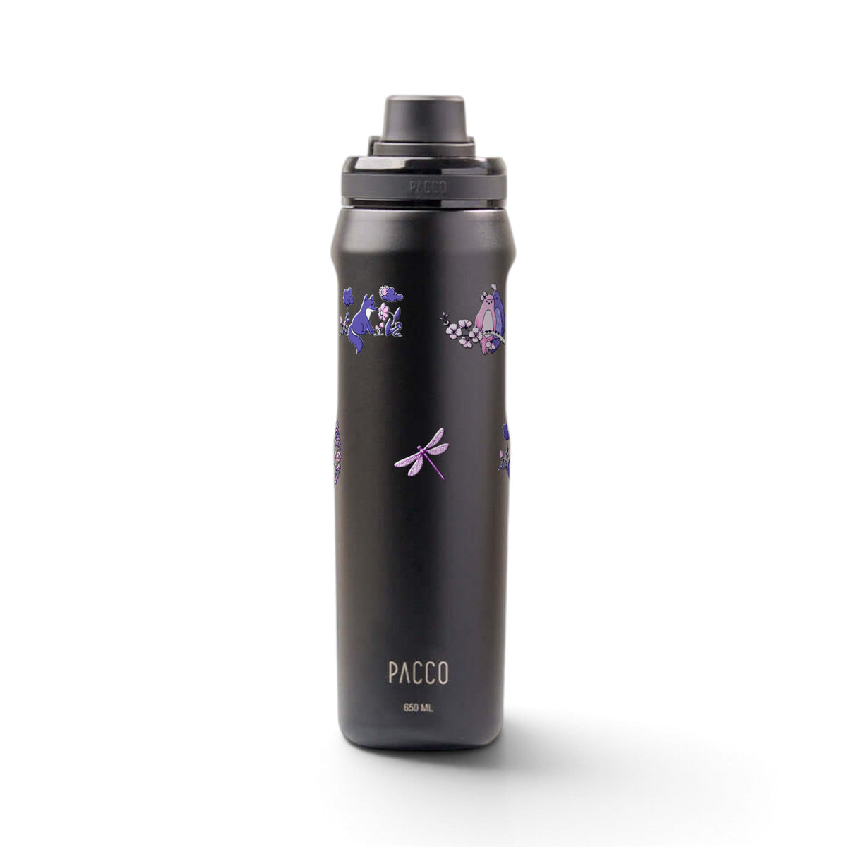 Garrafa Térmica PACCO Vyta 650ml Natureza Lilás Preta