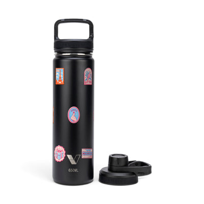 Garrafa Térmica Versity ColdKeeper 650ml Selos de Viagem Preta