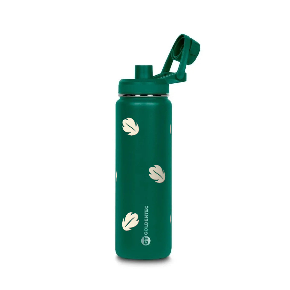 Garrafa Térmica Goldentec 750ml Folhas Creme Verde Militar