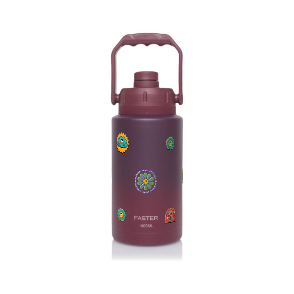 Garrafa Térmica Faster Growler 1800ml Retrô Good Vibes Cereja gradiente