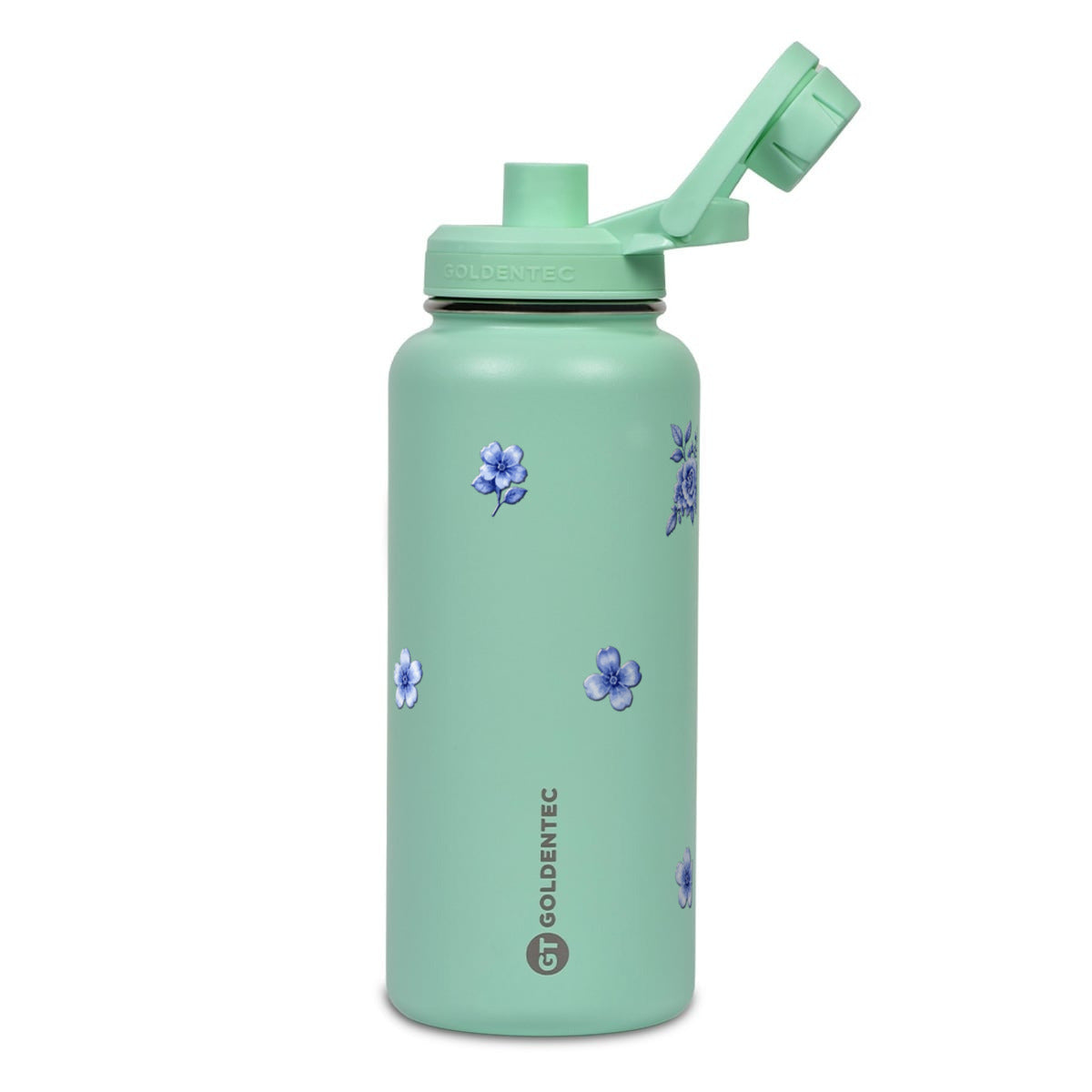 Garrafa Térmica Goldentec 1000ml Jardim Azul Verde Menta