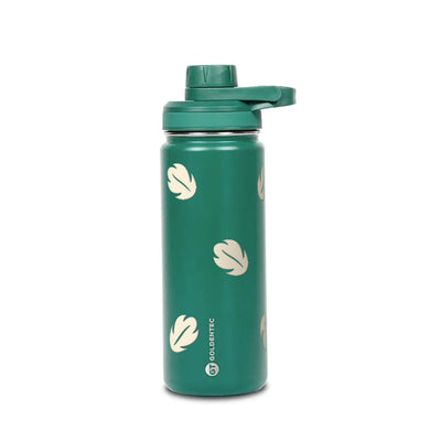 Garrafa Térmica Goldentec 500ml Folhas Creme Verde Militar