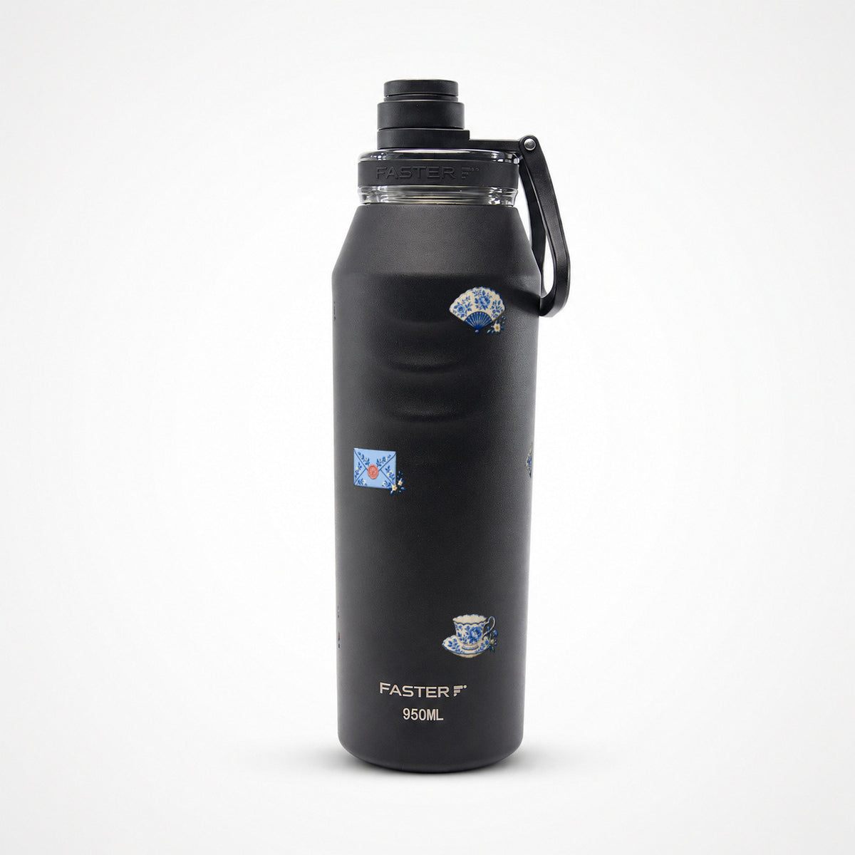 Garrafa Térmica Faster Oásis 950ml Porcelana Azul Preto