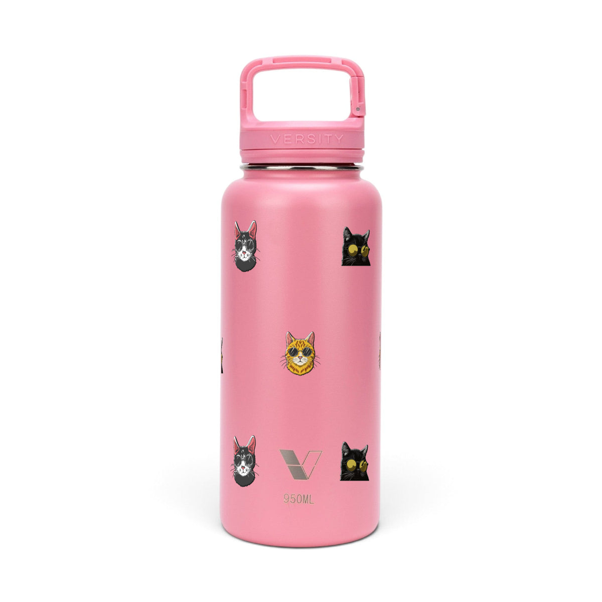 Garrafa Térmica Versity ColdKeeper 950ml Gatos de Óculos Rosa Chiclete