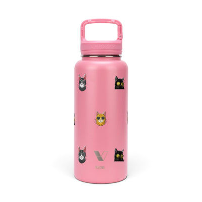 Garrafa Térmica Versity ColdKeeper 950ml Gatos de Óculos Rosa Chiclete