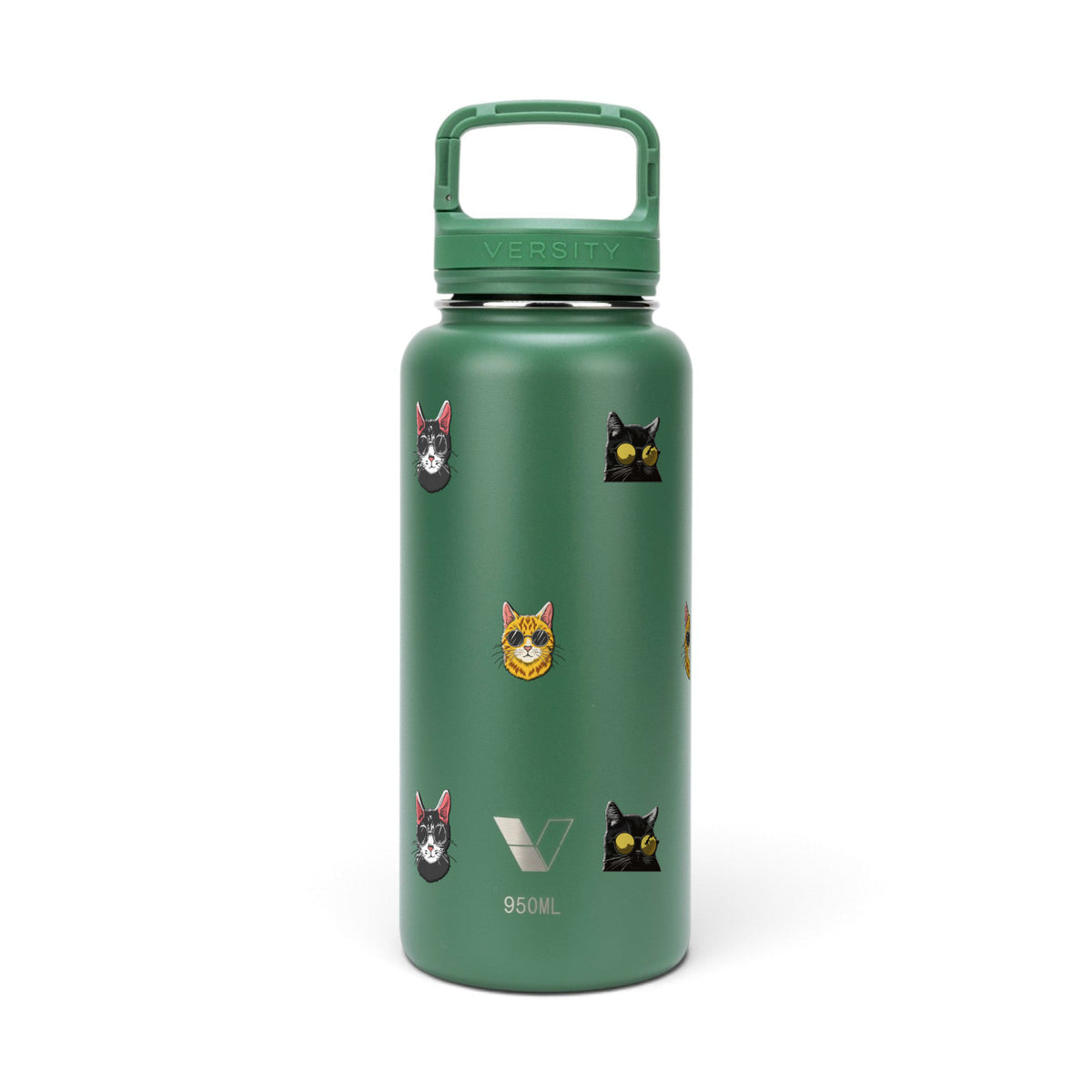 Garrafa Térmica Versity ColdKeeper 950ml Gatos de Óculos Verde