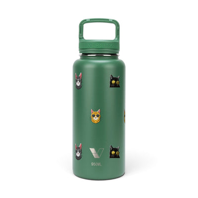 Garrafa Térmica Versity ColdKeeper 950ml Gatos de Óculos Verde