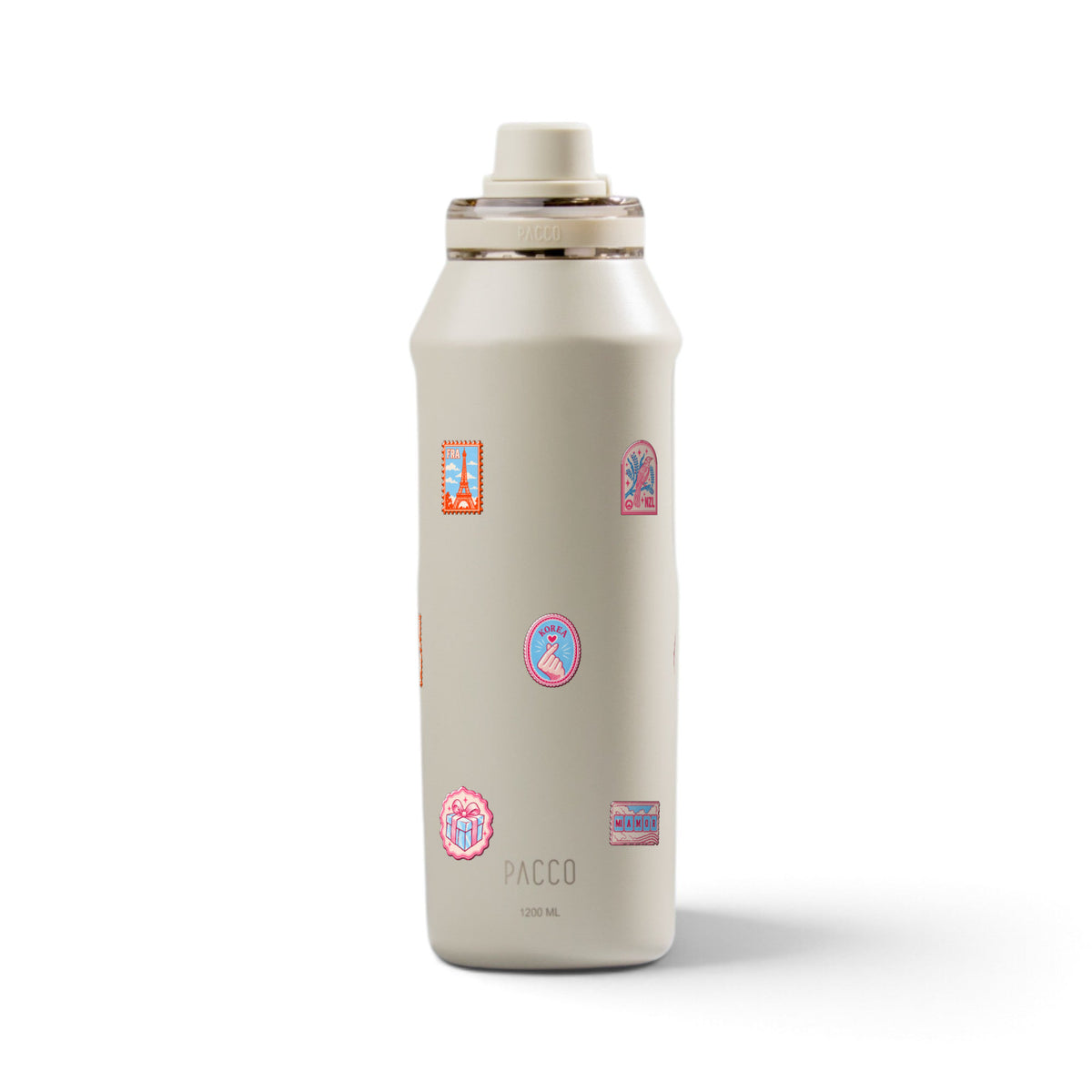 Garrafa Térmica PACCO Vyta 1200ml Selos de Viagem Creme