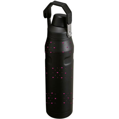 Garrafa Térmica Stanley Aerolight Fast Flow 1,1L Corações Rosa Matte Black