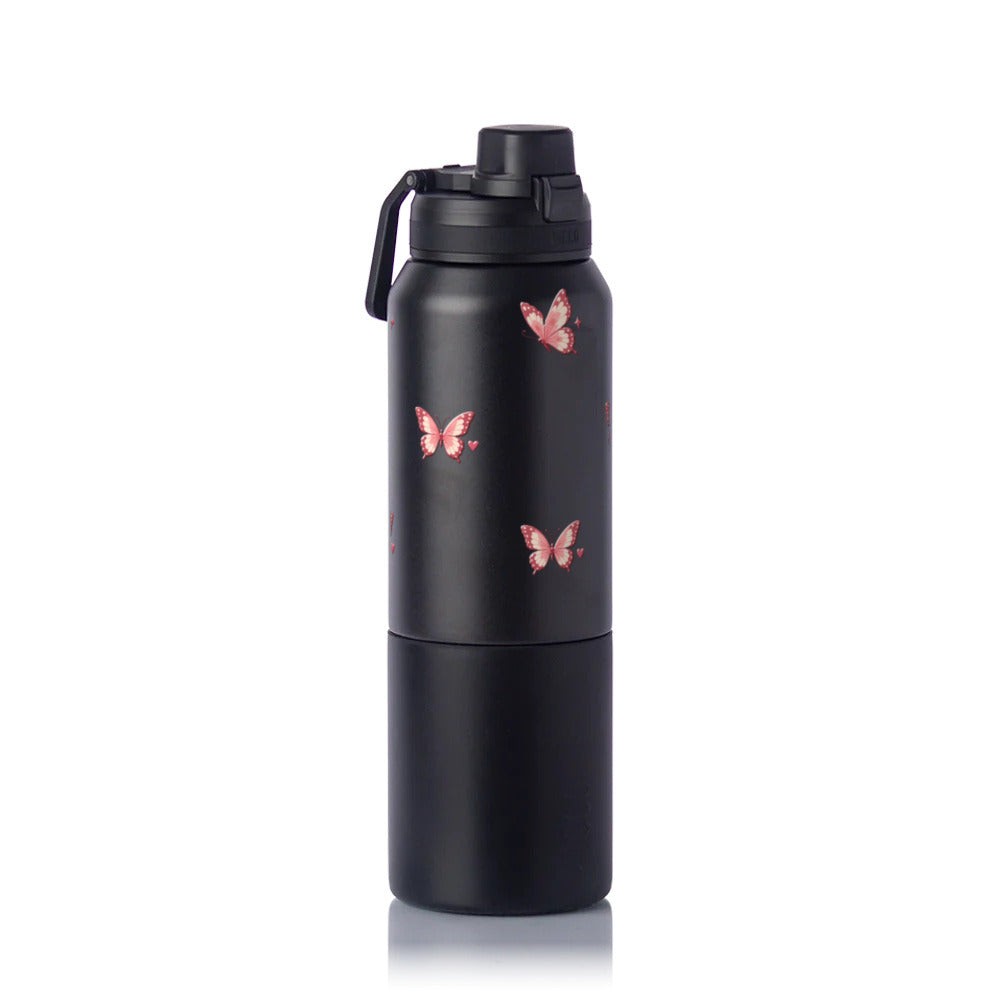 Garrafa Térmica PACCO Nexa 1000ml Rosé Butterfly Preto