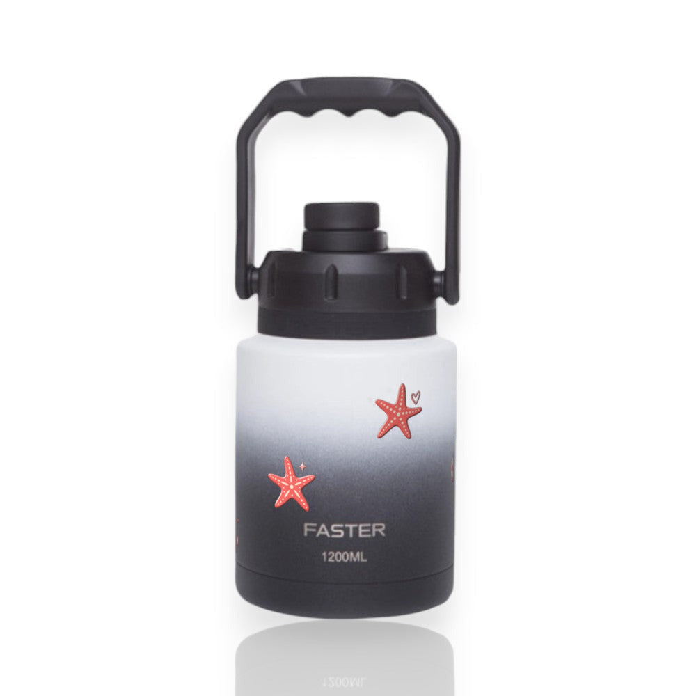 Garrafa Térmica Faster Growler 1200ml Ocean Blush Preta com branco
