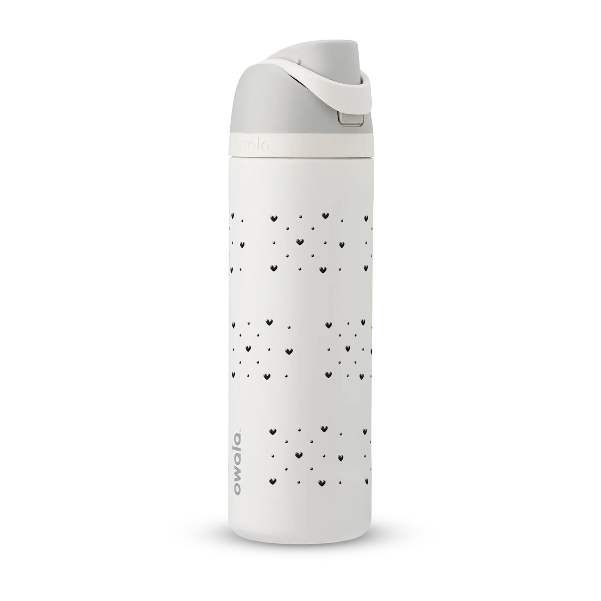 Garrafa Térmica Owala FreeSip 710ml Corações Preta White Marshmallow
