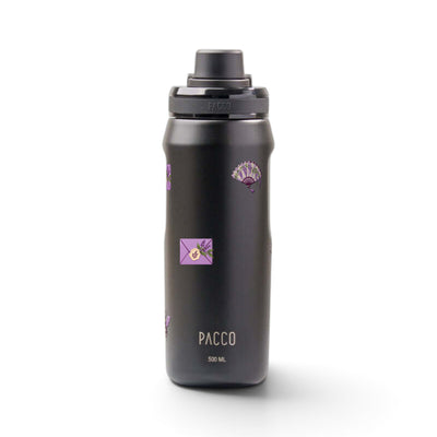 Garrafa Térmica PACCO Vyta 500ml Lavanda Botânica Preta