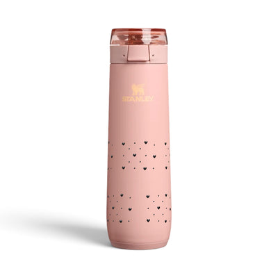 Garrafa Térmica Stanley Flowstate Spring 591ml Corações Preta Peach Rose