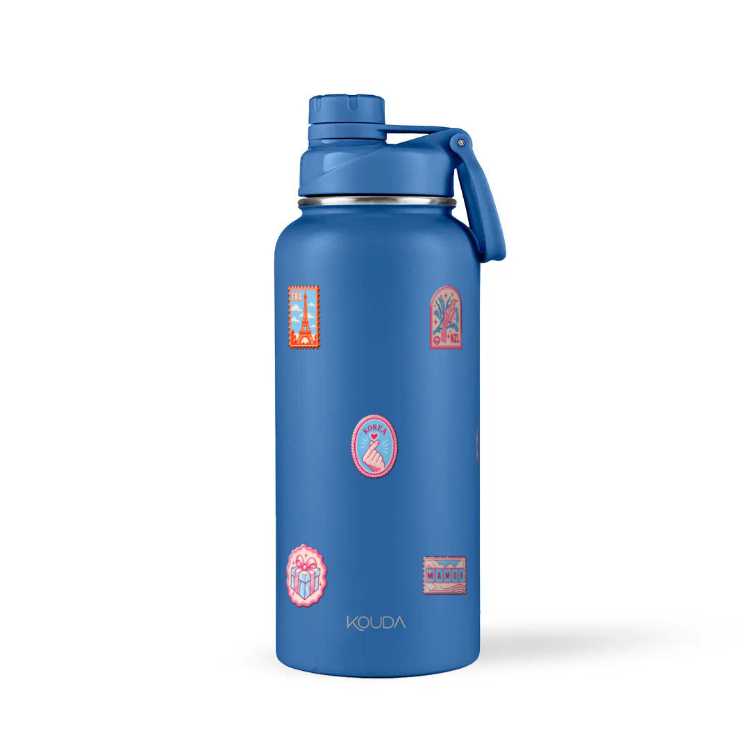 Garrafa Térmica Kouda Ladakh 960ml Selos de Viagem Azul