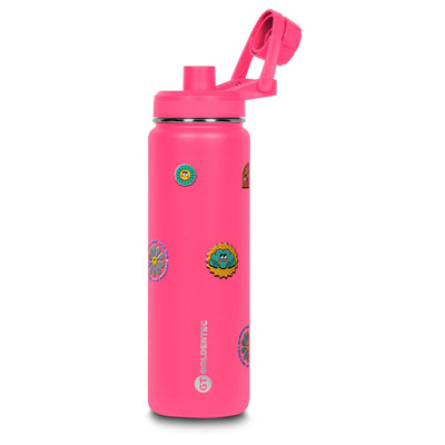 Garrafa Térmica Goldentec 750ml Retrô Good Vibes Rosa Fúcsia