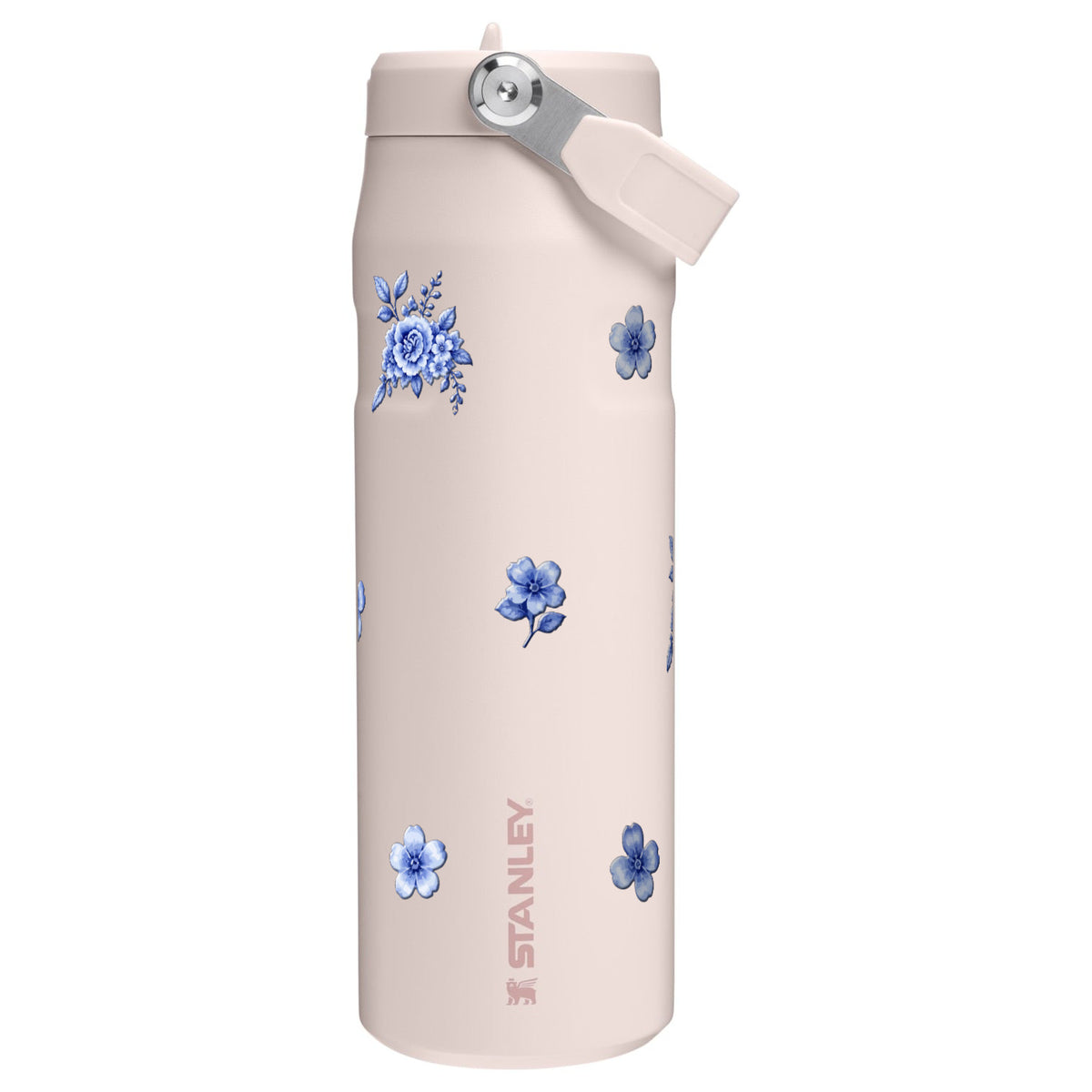 Garrafa Térmica Stanley Aerolight Flip Straw 710ml Jardim Azul Rose Quartz