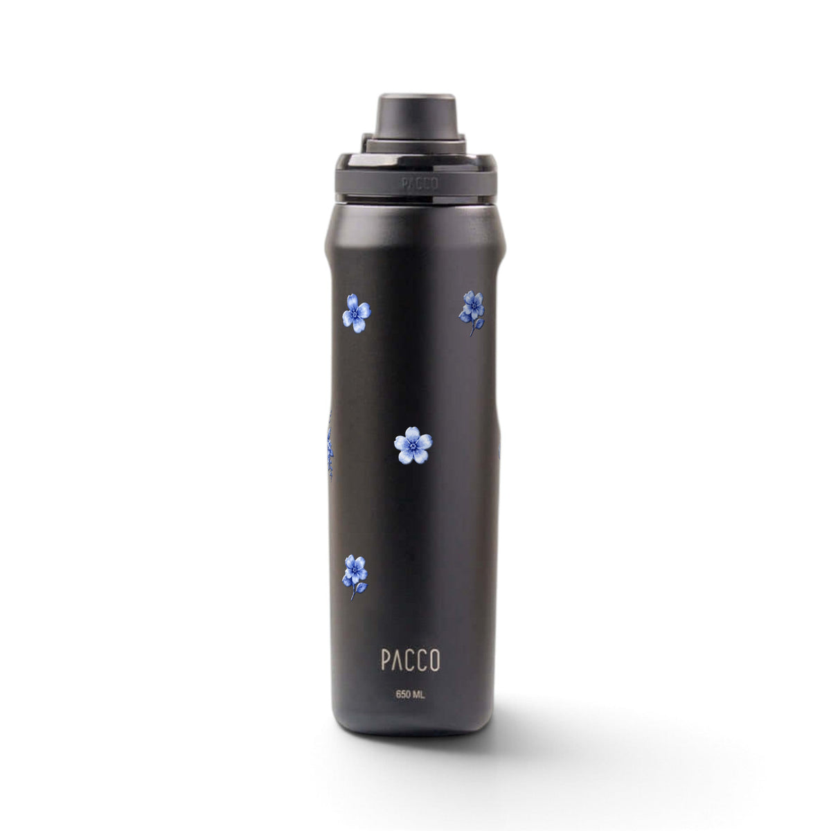 Garrafa Térmica PACCO Vyta 650ml Jardim Azul Preta