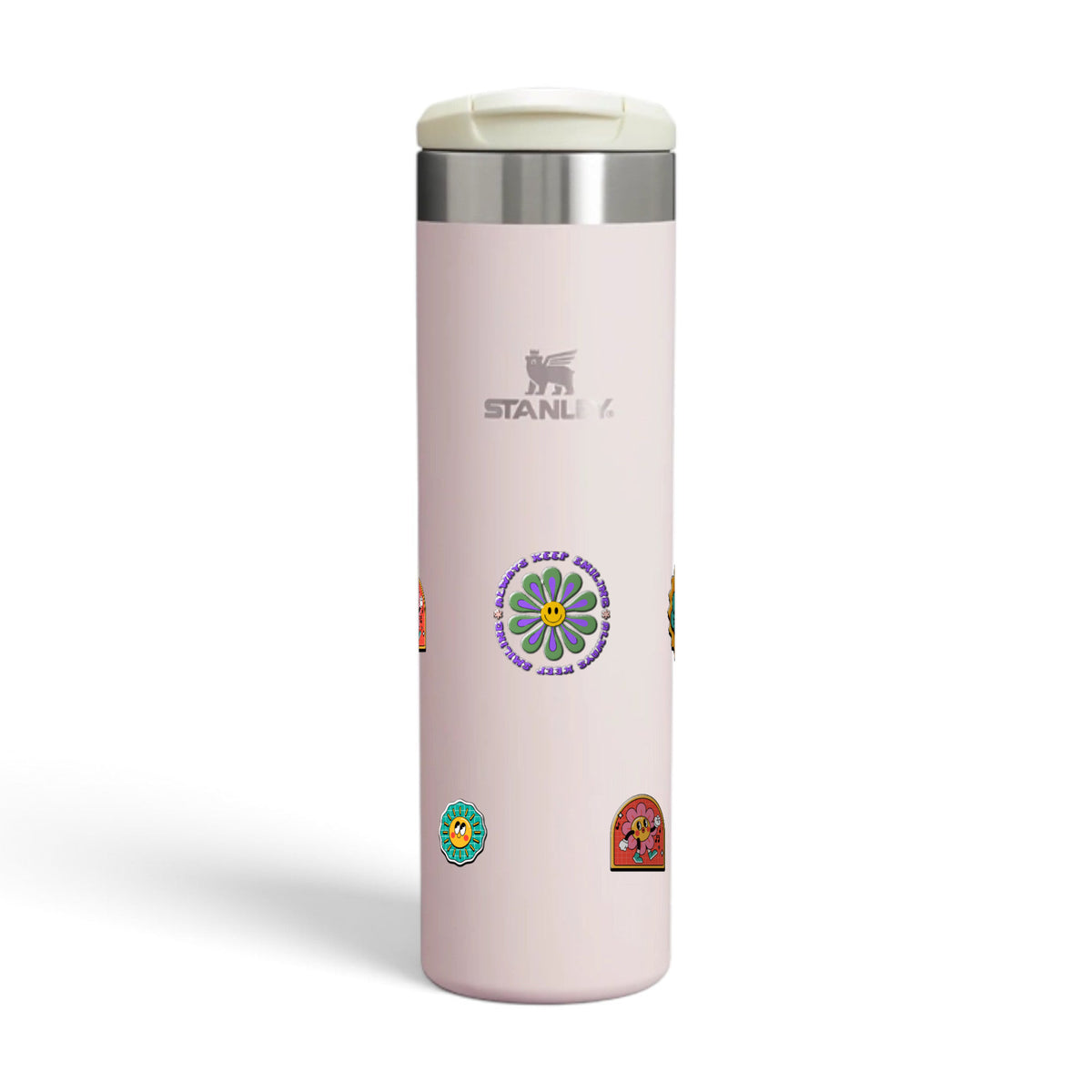 Garrafa Térmica Stanley Aerolight Transit 591ml Retrô Good Vibes Rose Quartzo