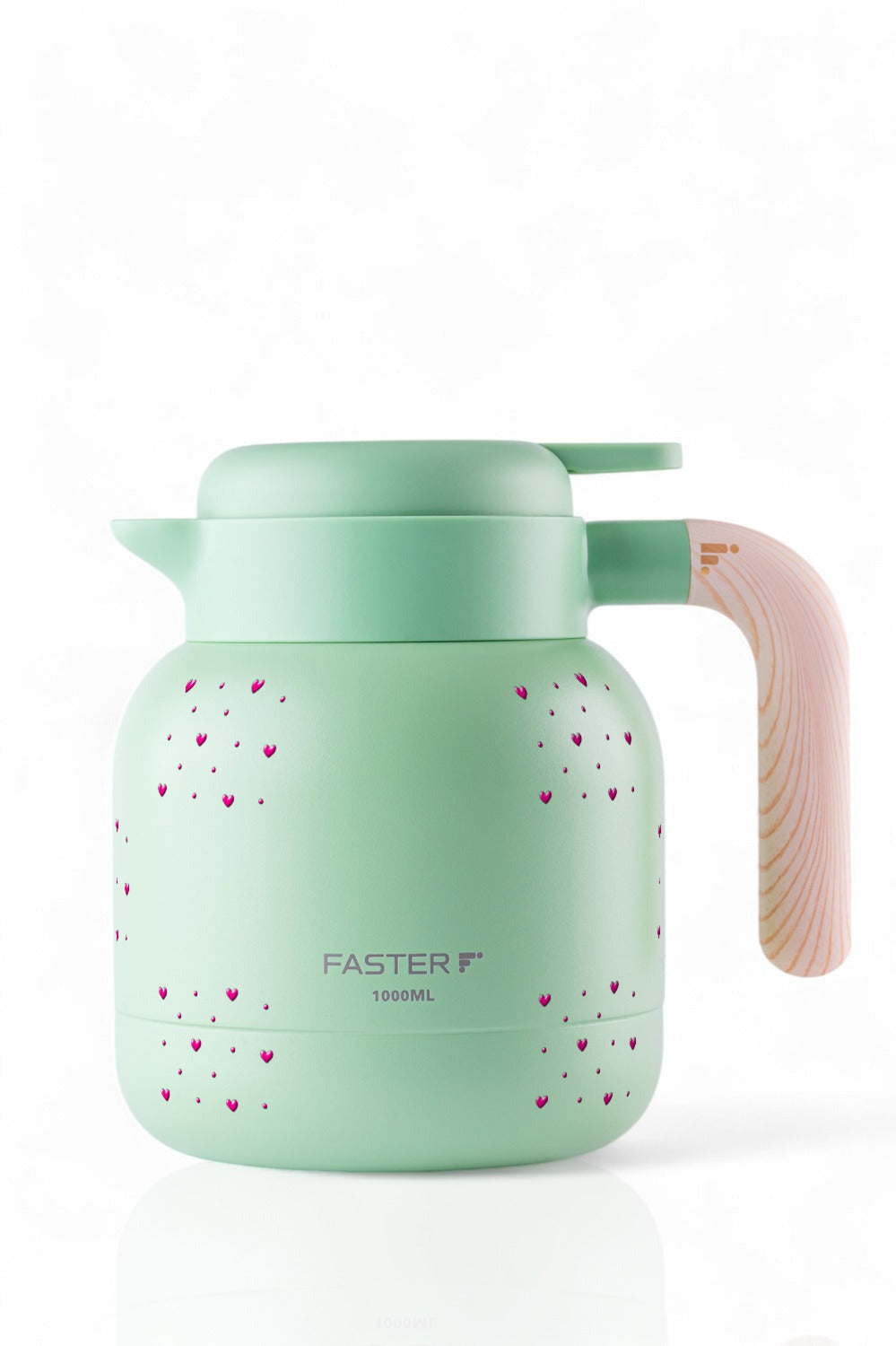 Garrafa de Café Expresso Faster 1000ml Corações Rosa Menta