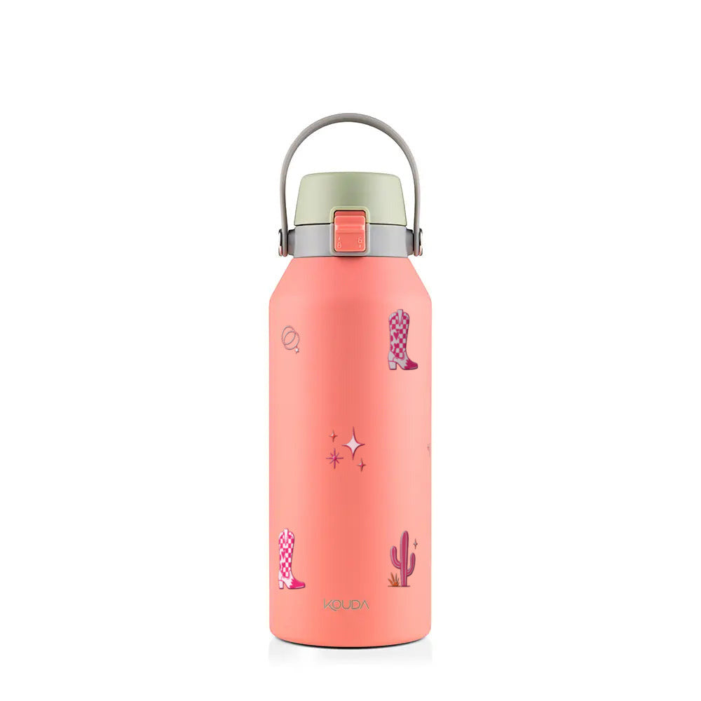 Garrafa Térmica Kouda Vega 1000ml Country Rosa Coral
