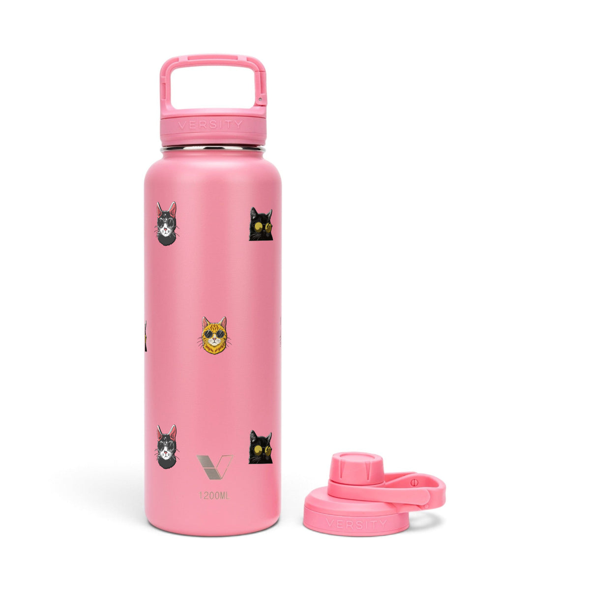 Garrafa Térmica Versity ColdKeeper 1200ml Gatos de Óculos Rosa Chiclete