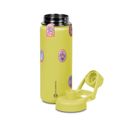 Garrafa Térmica Goldentec 500ml Selos de Viagem Amarela
