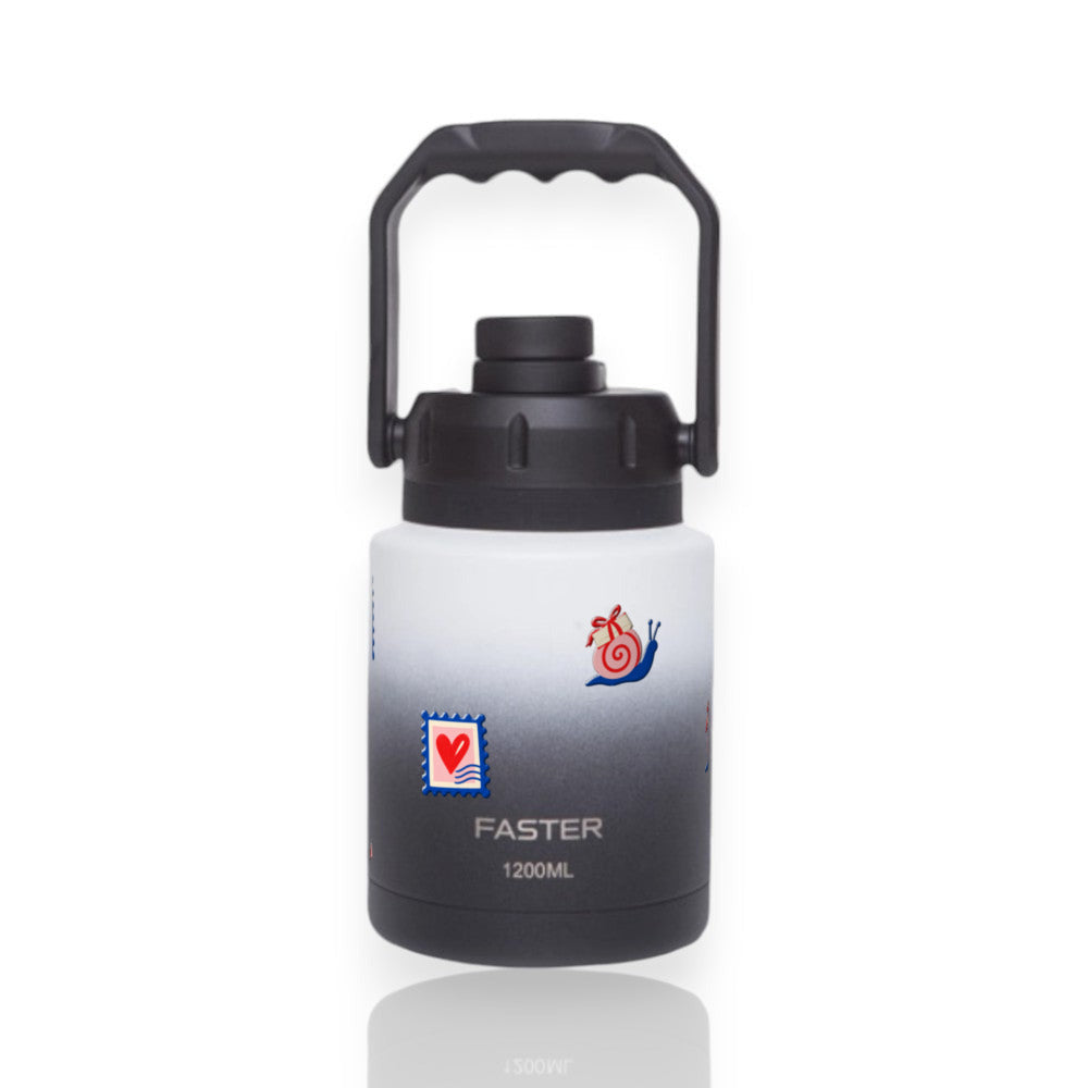 Garrafa Térmica Faster Growler 1200ml Clube das Cartas Preta com branco