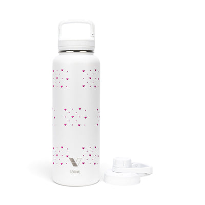 Garrafa Térmica Versity ColdKeeper 1200ml Corações Rosa Branca