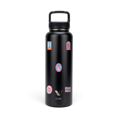 Garrafa Térmica Versity ColdKeeper 1200ml Selos de Viagem Preta