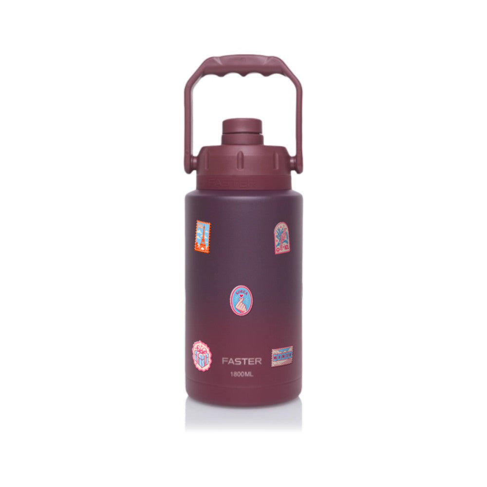 Garrafa Térmica Faster Growler 1800ml Selos de Viagem Cereja gradiente