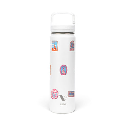 Garrafa Térmica Versity ColdKeeper 650ml Selos de Viagem Branca