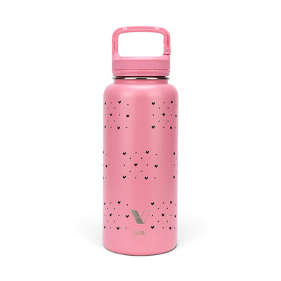 Garrafa Térmica Versity ColdKeeper 950ml Corações Preta Rosa Chiclete