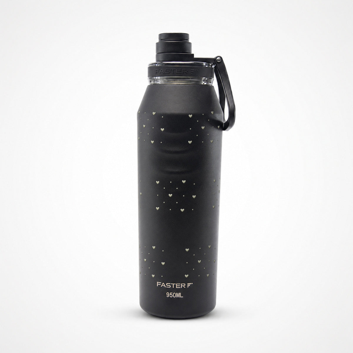 Garrafa Térmica Faster Oásis 950ml Corações Sálvia Preto